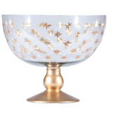 Hand-Painted Etched Glass Footed Bowl with Starburst Pattern