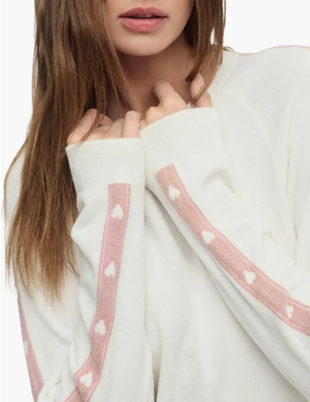 CCUL Heart Stripe Pullover | Pearl Bloom