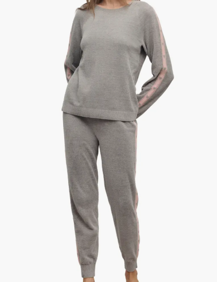 CCUL Heart Stripe Pullover | Dove Gray-Pink