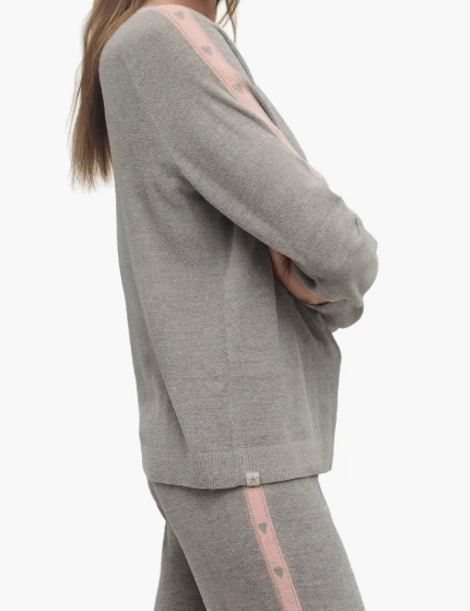 CCUL Heart Stripe Pullover | Dove Gray-Pink