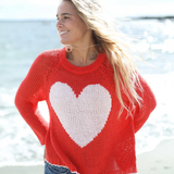Ava Raglan Chunky Crew Cotton | Apple Red/Pink