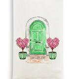 Green Door Heart Topiaries Dish Towel