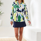UPF 50+ High Performance Quarter-Zip Long Sleeve Pullover | Floral Lime