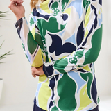 UPF 50+ High Performance Quarter-Zip Long Sleeve Pullover | Floral Lime