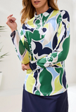 UPF 50+ High Performance Quarter-Zip Long Sleeve Pullover | Floral Lime