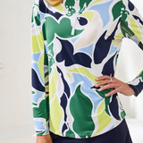UPF 50+ High Performance Quarter-Zip Long Sleeve Pullover | Floral Lime