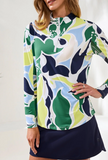 UPF 50+ High Performance Quarter-Zip Long Sleeve Pullover | Floral Lime