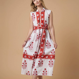 Maya Dress | White/Red