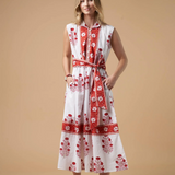 Maya Dress | White/Red