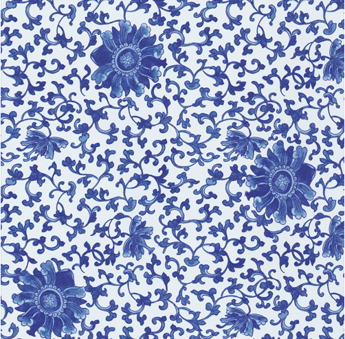a blue and white floral pattern