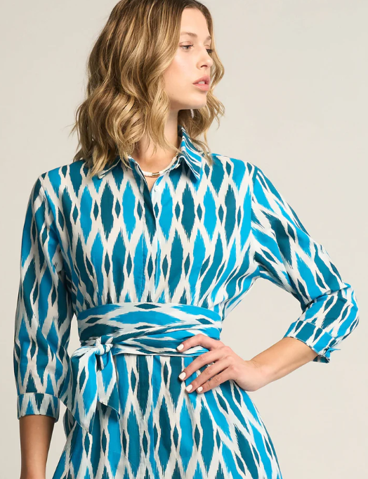 Luciana Ikat Multi Dress | Cyan