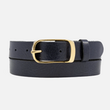 Lasse Classic Skinny Leather Belt | Navy