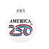 America 250 Ribbon Script Hand Painted Glass Ornament