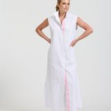 Sabine Dress Sleeveless Dress | White with Hot Pink