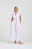 Sabine Dress Sleeveless Dress | White with Hot Pink