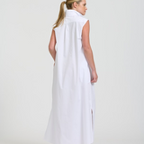 Sabine Dress Sleeveless Dress | White with Hot Pink