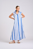 Sabine Sleeveless Dress | Azure Retro Stripe