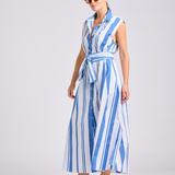 Sabine Sleeveless Dress | Azure Retro Stripe
