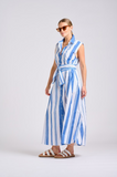 Sabine Sleeveless Dress | Azure Retro Stripe