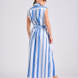 Sabine Sleeveless Dress | Azure Retro Stripe