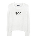 Boo Embroidered Crew Chunky Sweater