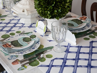 Blue Lattice Runner | 20" x 25'