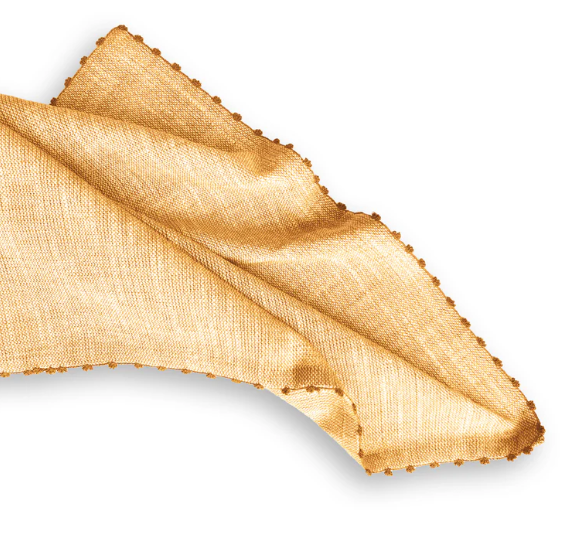 Knotted Edge Ochre Cotton Napkin Cream Trim | Set of 4