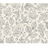 a pattern of leaves and acorns