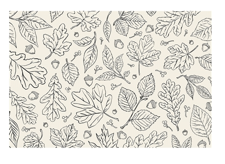 a pattern of leaves and acorns