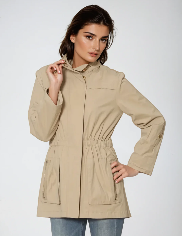 Anna Water Proof Cinch Waist Rain Jacket