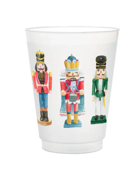 a cup with a painted nutcracker