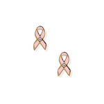 a pair of pink ribbon earrings