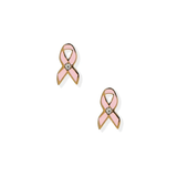 a pair of pink ribbon earrings