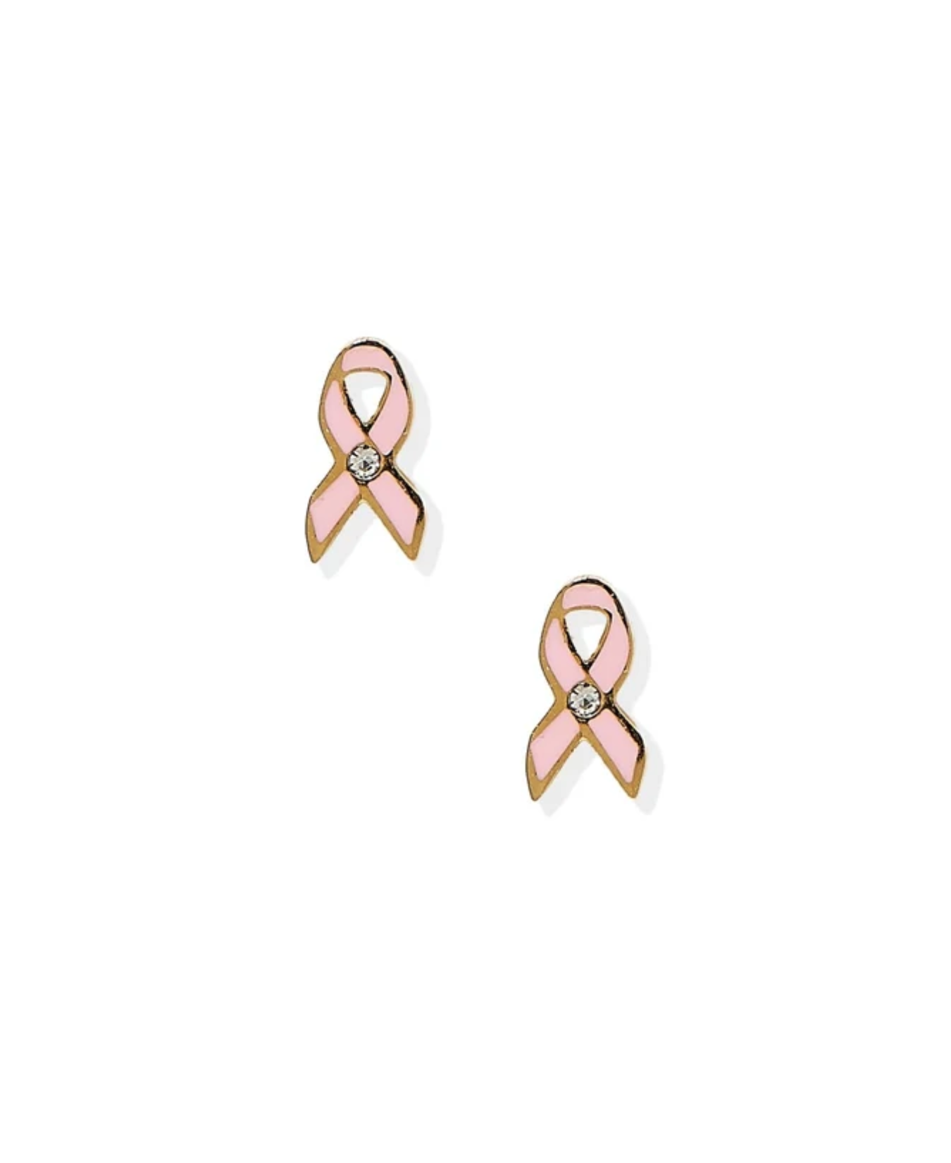 a pair of pink ribbon earrings