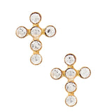 Screwback Stud Earrings - Clara Cross Gold Sparkle_LinnyCo_linny2345