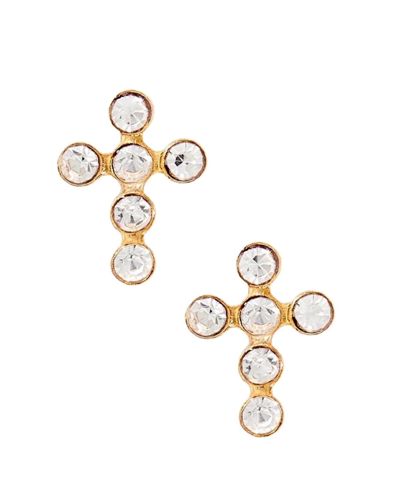 Screwback Stud Earrings - Clara Cross Gold Sparkle_LinnyCo_linny2345