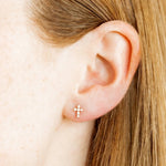 Screwback Stud Earrings - Clara Cross Gold Sparkle_LinnyCo_linny2345