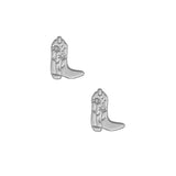 Screwback Stud Earrings - Daisy Cowgirl Boot Silver_LinnyCo_LINNY4450