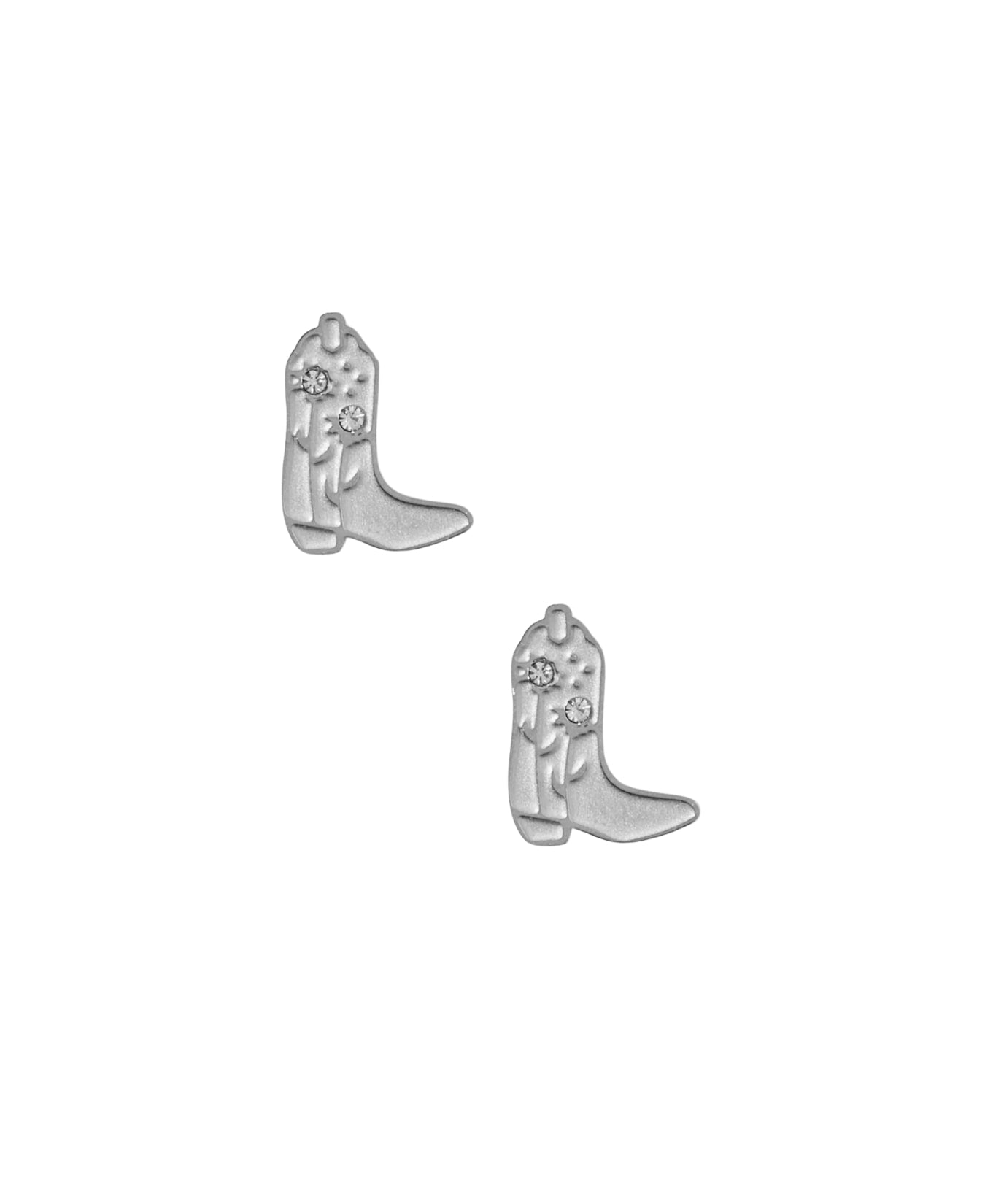 Screwback Stud Earrings - Daisy Cowgirl Boot Silver_LinnyCo_LINNY4450