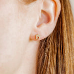 Screwback Stud Earrings - Paw Print CZ Gold_LinnyCo_LINNY4473