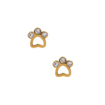 Screwback Stud Earrings - Paw Print CZ Gold_LinnyCo_LINNY4473