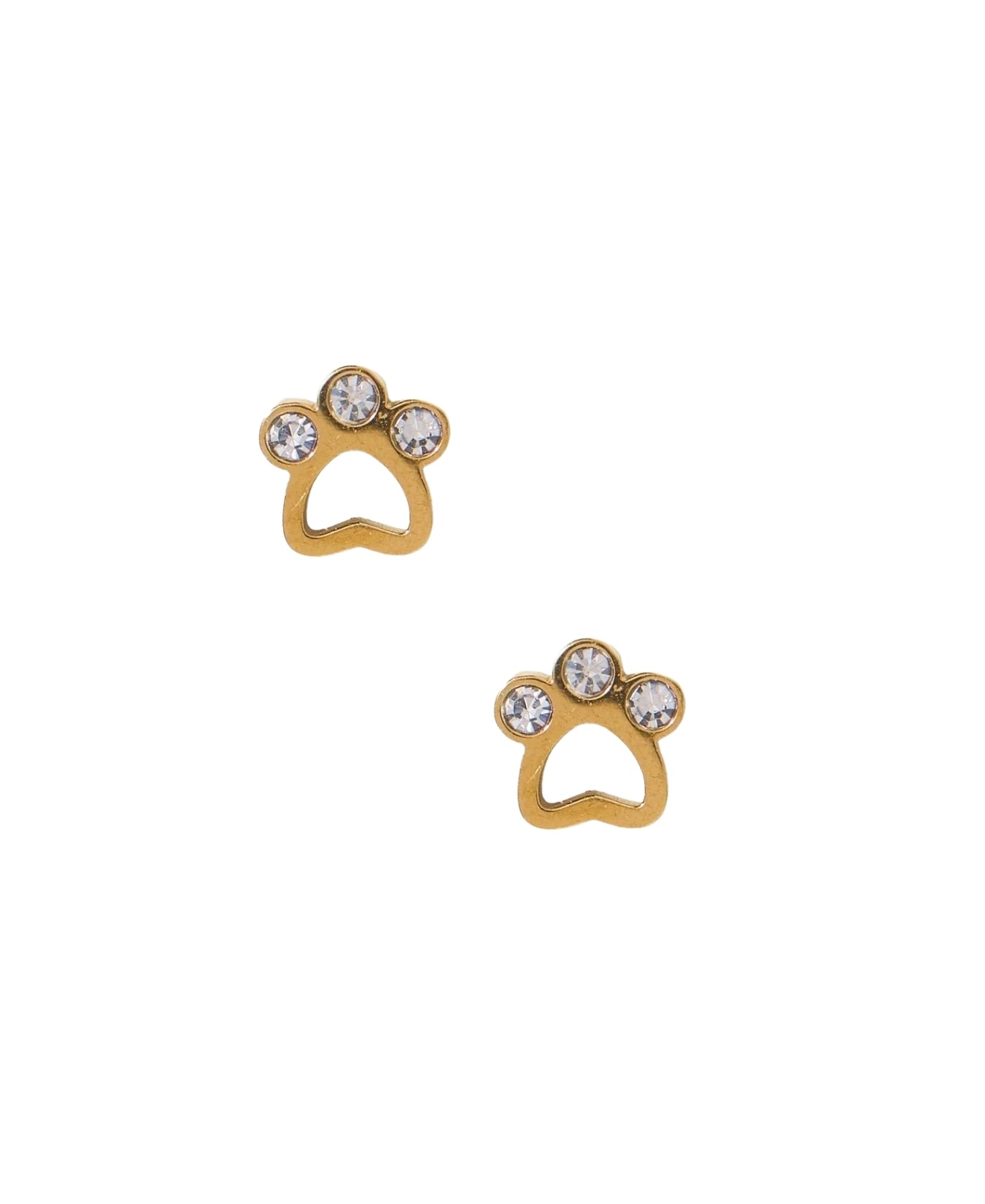 Screwback Stud Earrings - Paw Print CZ Gold_LinnyCo_LINNY4473