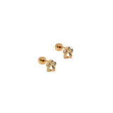 Screwback Stud Earrings - Paw Print CZ Gold_LinnyCo_LINNY4473