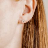 Screwback Stud Earrings - Paw Print CZ Silver_LinnyCo_LINNY4474