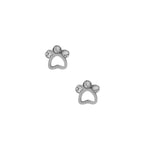 Screwback Stud Earrings - Paw Print CZ Silver_LinnyCo_LINNY4474