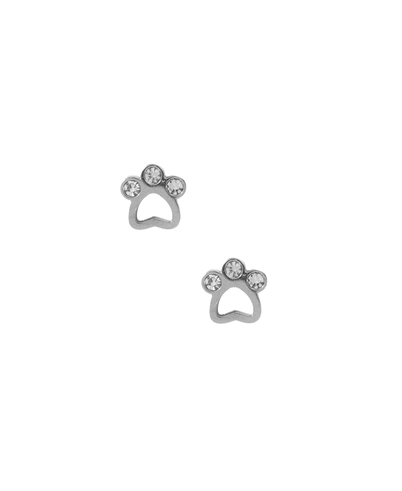 Screwback Stud Earrings - Paw Print CZ Silver_LinnyCo_LINNY4474