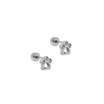 Screwback Stud Earrings - Paw Print CZ Silver_LinnyCo_LINNY4474