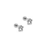 Screwback Stud Earrings - Paw Print CZ Silver_LinnyCo_LINNY4474