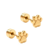 Screwback Stud Earrings - Paw Print Gold_LinnyCo_linny2649