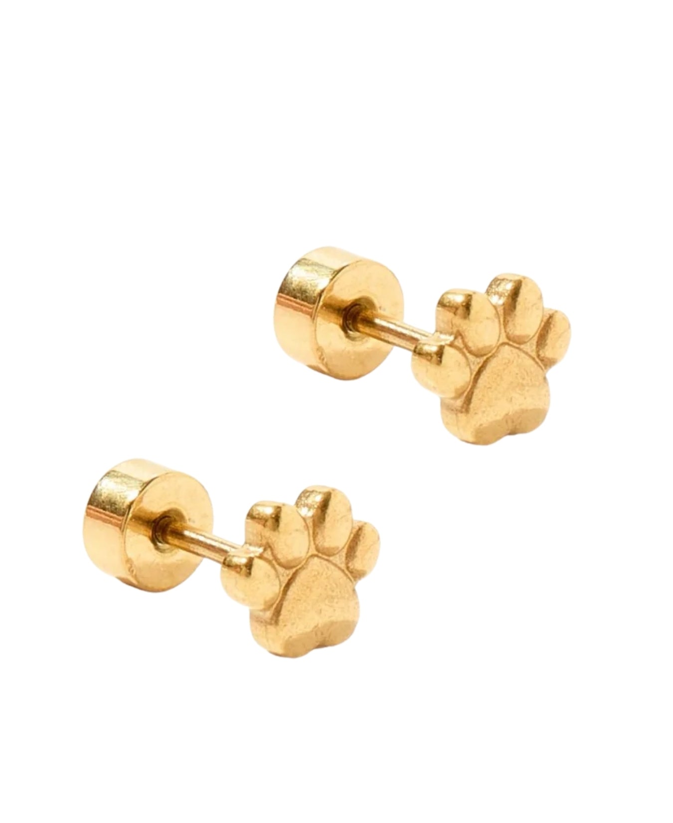 Screwback Stud Earrings - Paw Print Gold_LinnyCo_linny2649